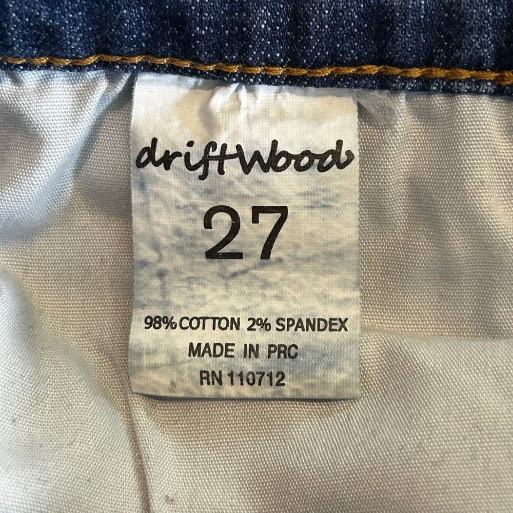 Driftwood Jeans Size 27 Denim Patchwork Embroidered Accent Skinny Mid Rise - Picture 10 of 10